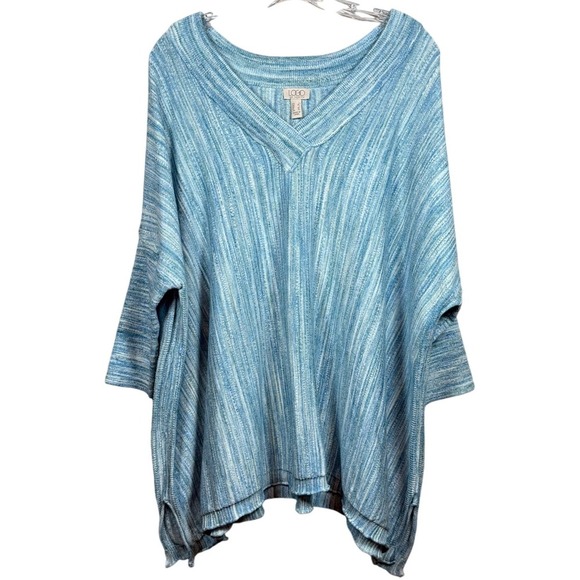 NWT LOGO by Lori Goldstein Dolman Sleeve V-Neck Sweater Azure Blue Size L - Picture 3 of 9